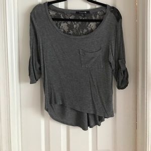 Grey lace 3/4 length shirt