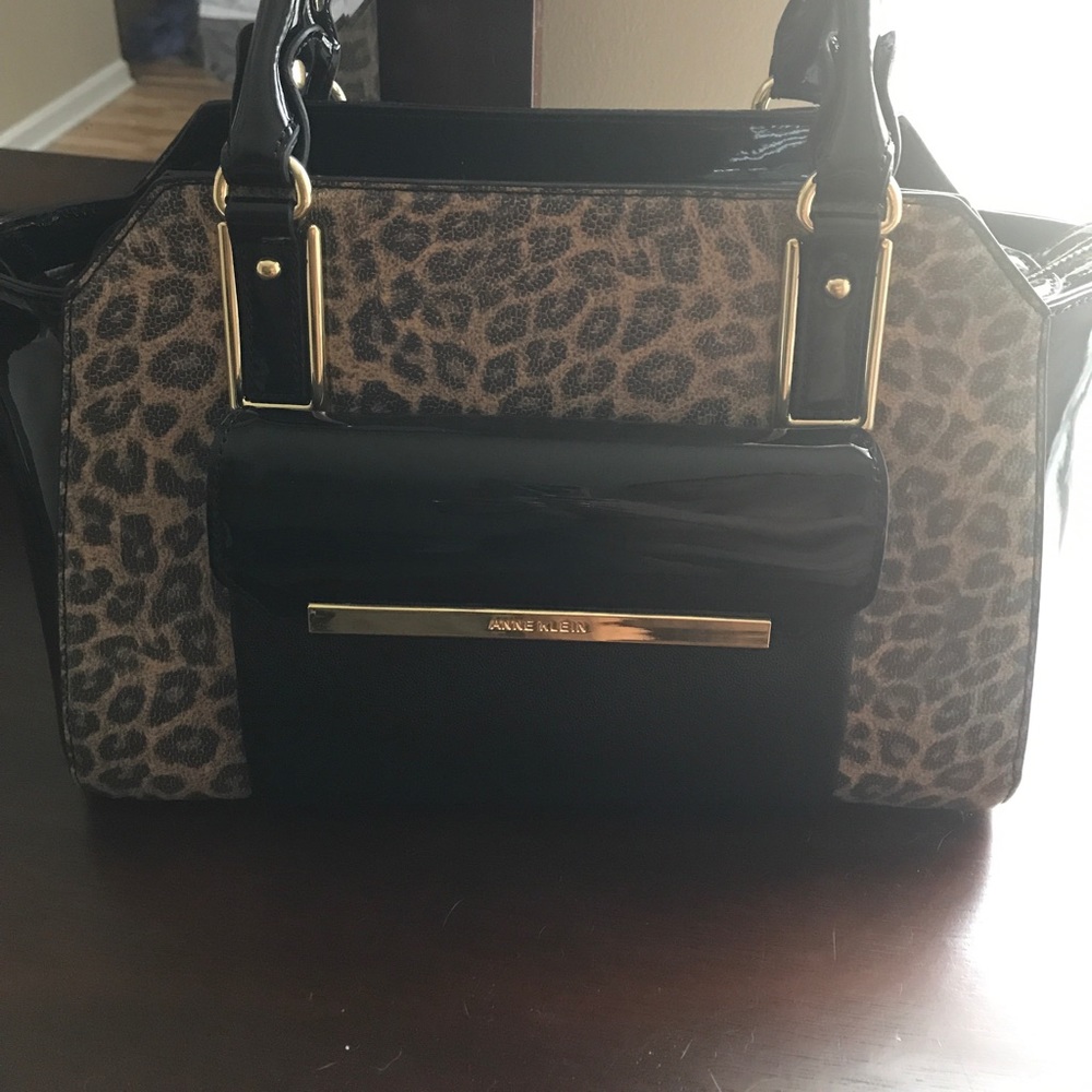 Anne Klein Animal print and patent leather purse.