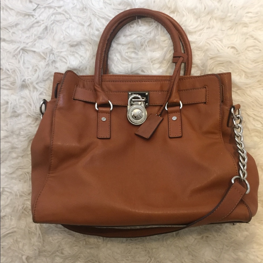 Michael Kors camel colored leather bag