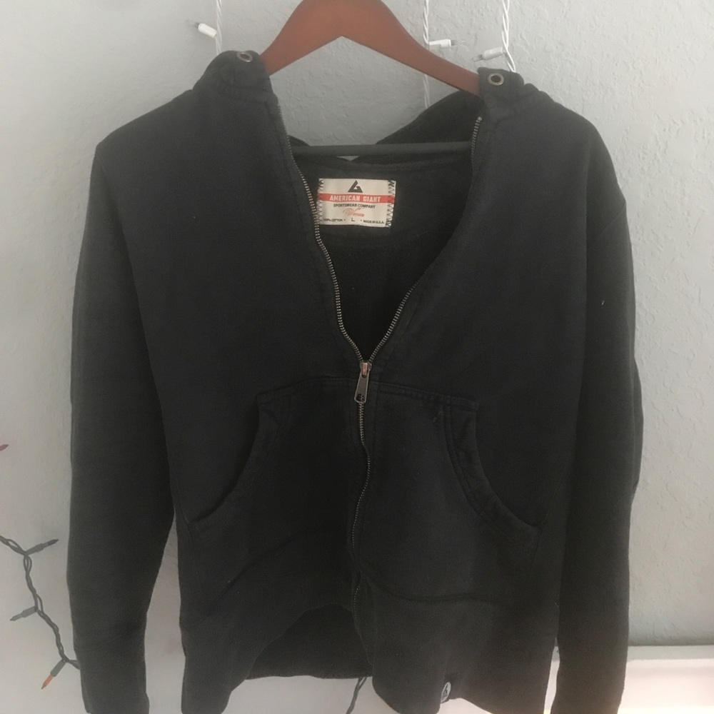 durable black zip up hoodie