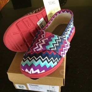 Toms Purple Zig Zag Pop shoes girls sz 11