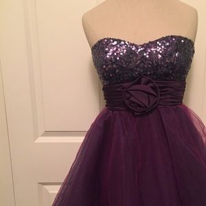 Sequined Short Purple Prom Dress