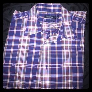 Mens nautica button down short sleeve shirt