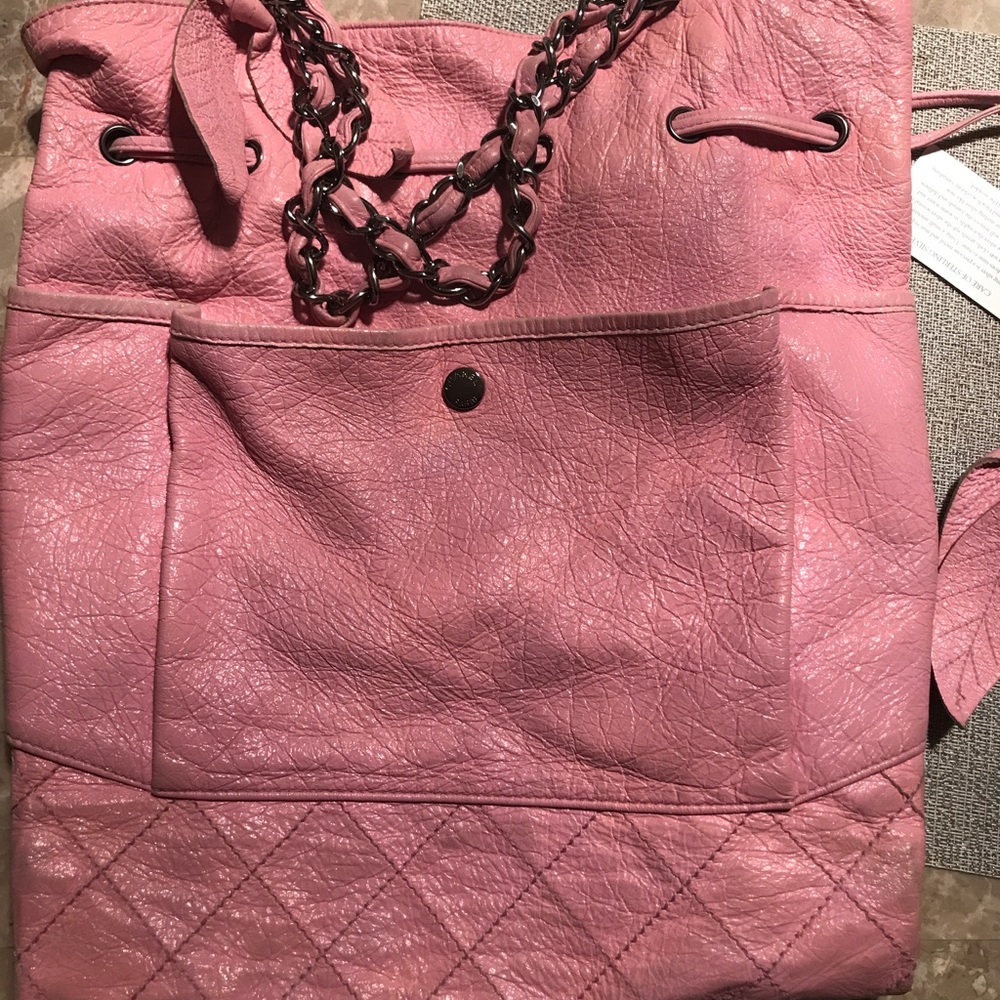 Chanel Leaf Charms Bucket Bag Crackled Leather
