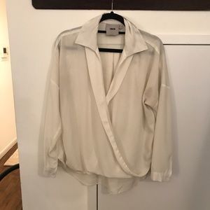 asos white low v blouse