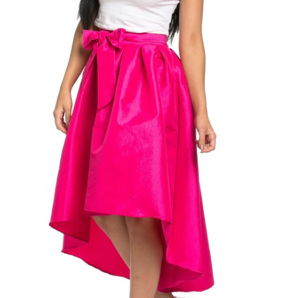 Kafedesign High-Low Taffeta Pleated Midi-Skirt SZM