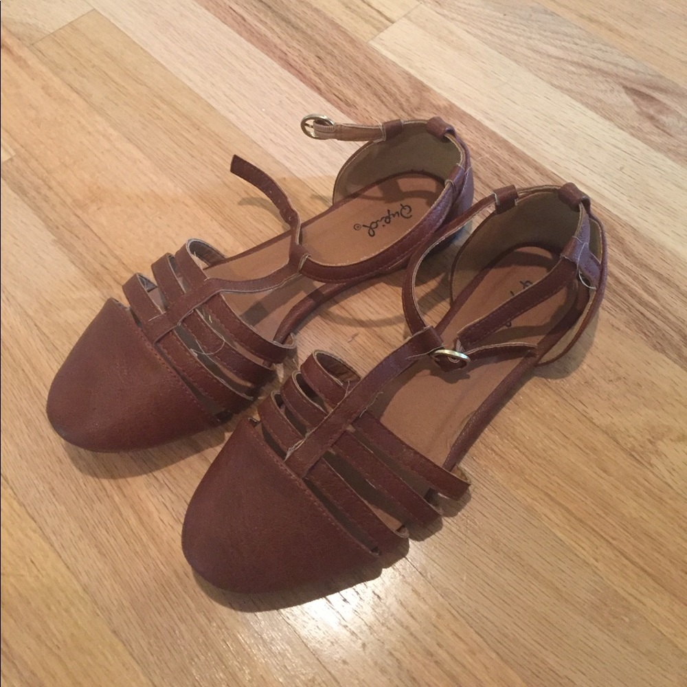 Brown Strappy Flats