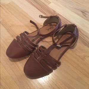 Brown Strappy Flats
