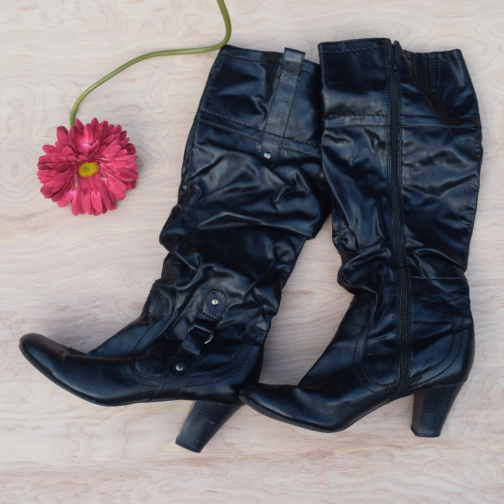 LIFE STRIDE Black Tall Heeled Boots - 9W