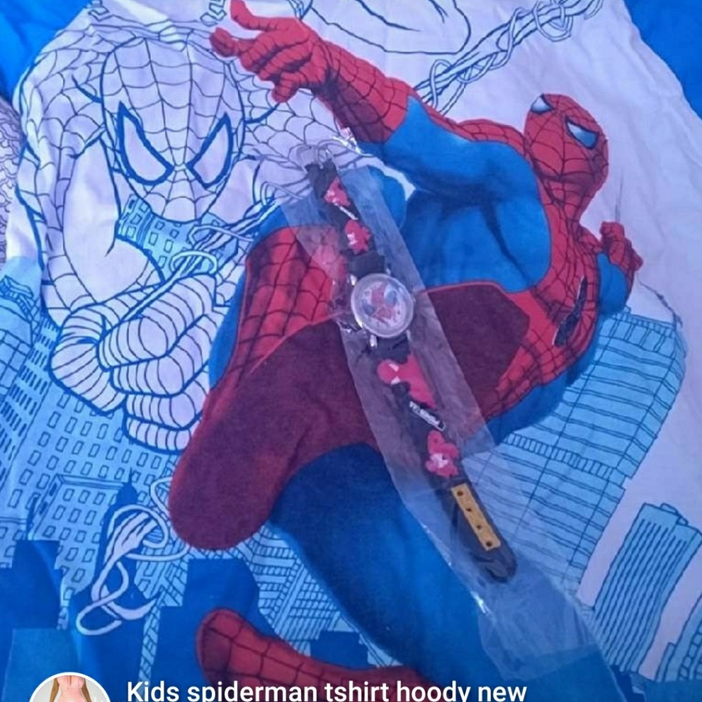 Kids boys Spiderman hooded tshirt with watch