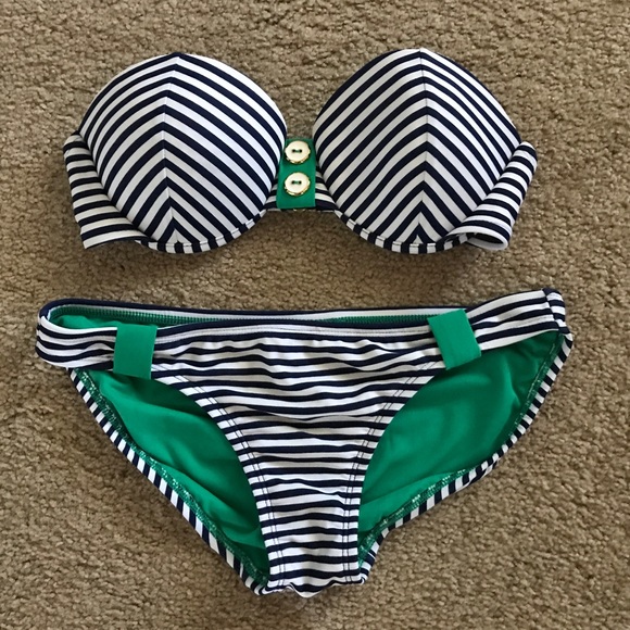 Other - Striped Strapless Bikini Set