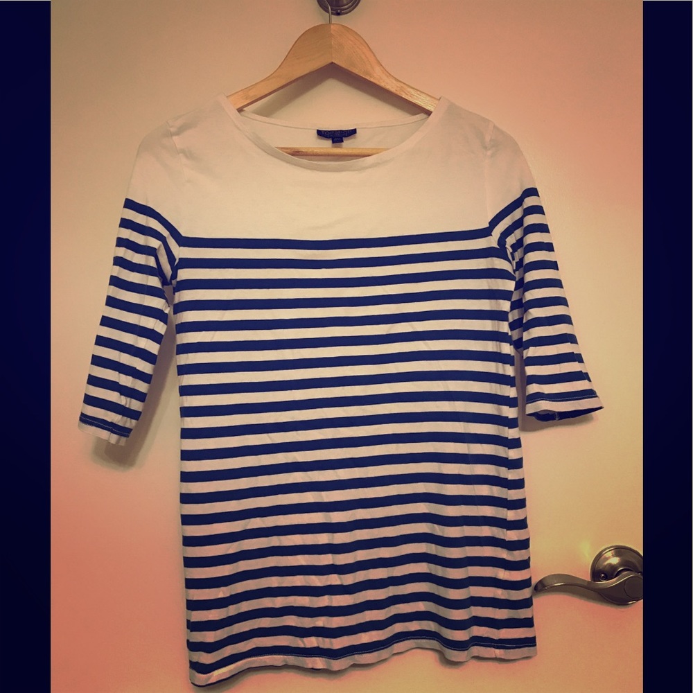 TOPSHOP T-shirt navy blue & white strips