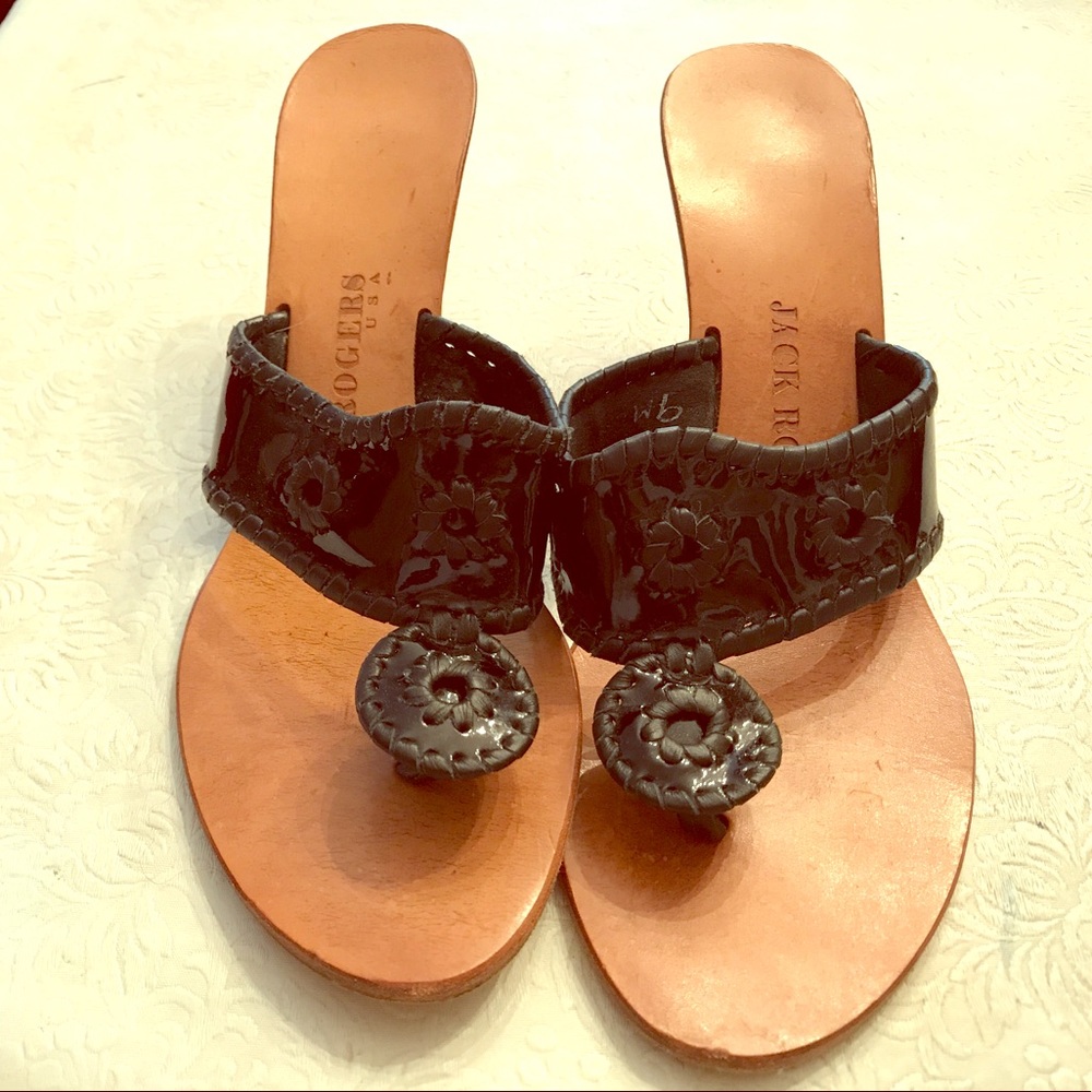 Jack Rogers wedges-black and wood