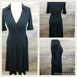H&M Surplice / Faux Wrap Black Dress Size 4