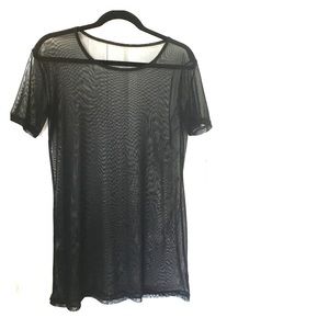 Fine mesh black long tee