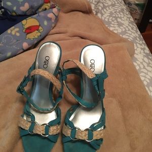 Teal colored sandals