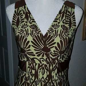 Women's Slimming Sleeveless Brown/Green Dress