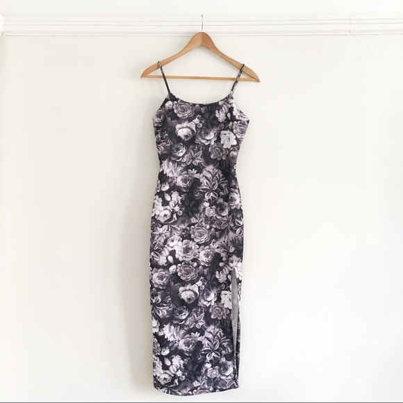 🛑Front Slit Floral Midi Bodycon Dress - Picture 2 of 6