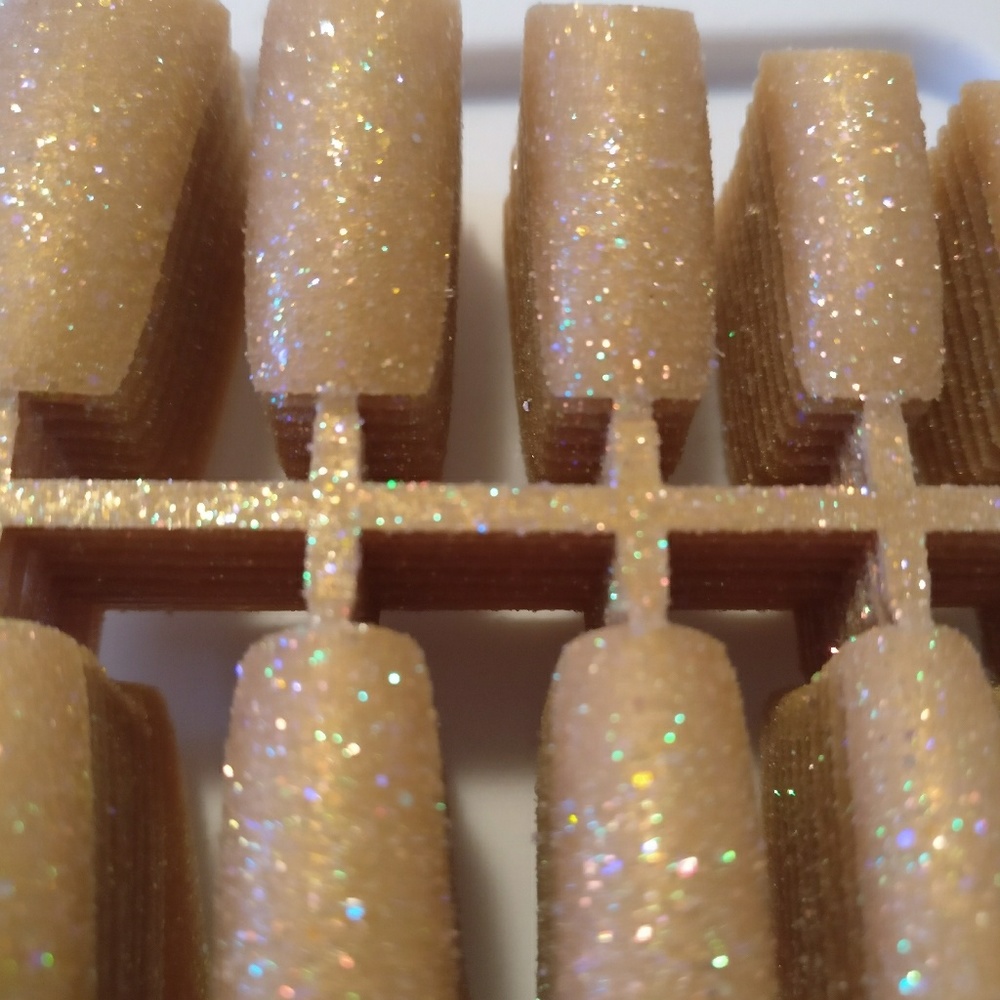 Tan glitter nail tips