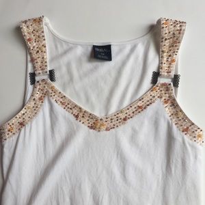Tribal White Beaded Tank Top GUC Size Small