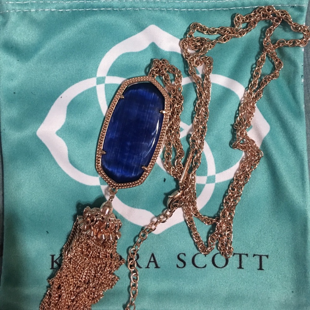 Kendra Scott Rose Gold/Navy Rayne Necklace