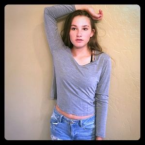 Brooks Brothers Gray V Neck Crop