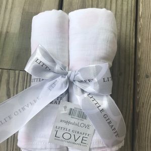 Little Giraffe Muslin Swaddle blanket 2pk pink dot