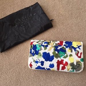Alice + Olivia Large Sequin & Leather Clutch