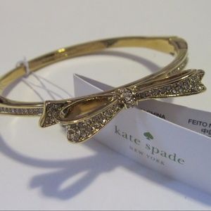 New Kate Spade Bow Bracelet Pave Love Notes Hinged