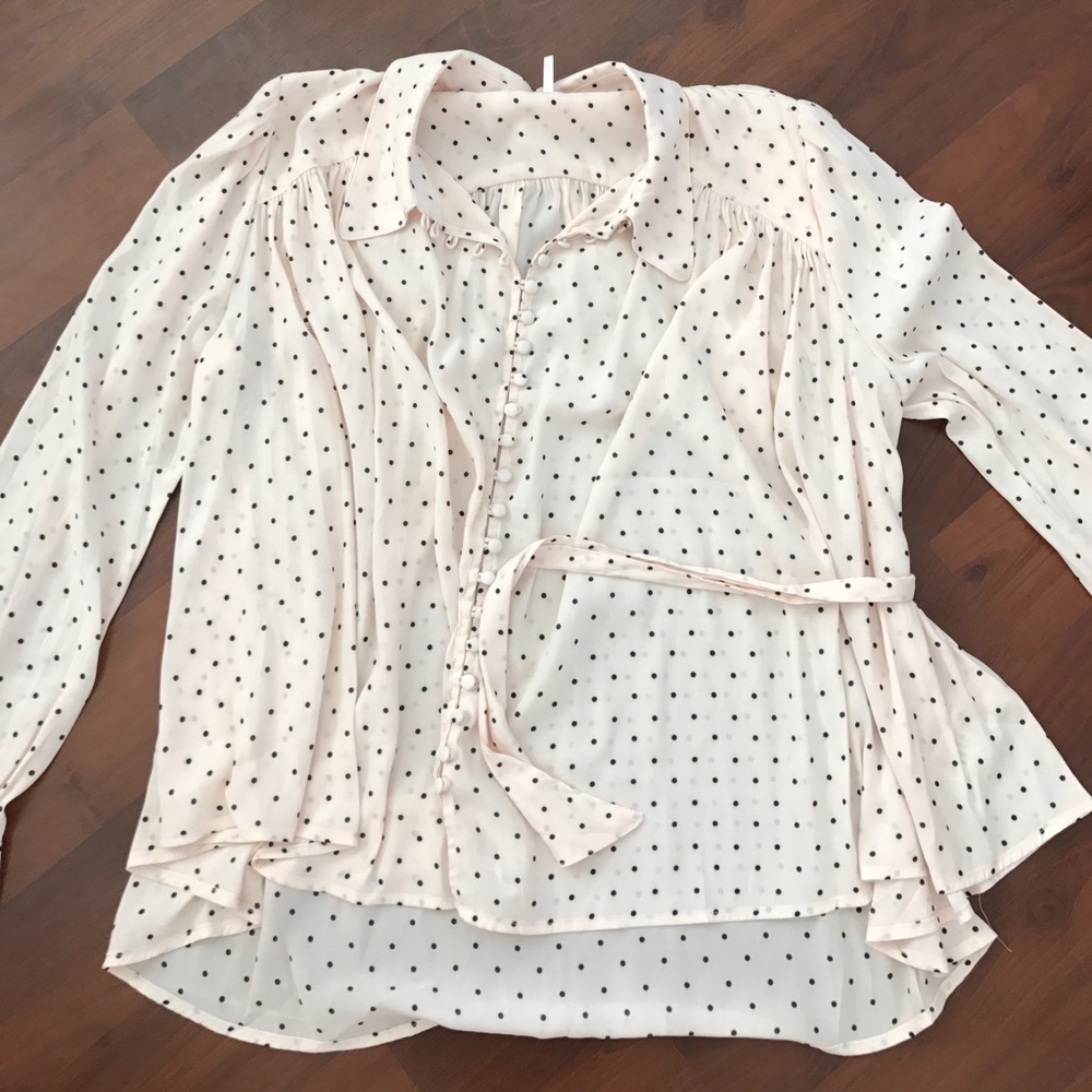 Free People New World Dotted Blouse