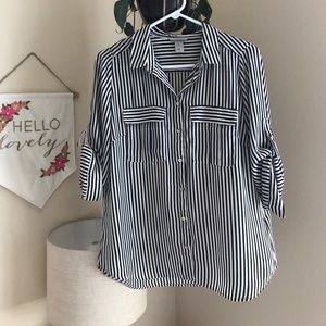 H&M back and white striped button down top