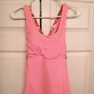 Lululemon Pink Floral Criss-Cross Tank Top