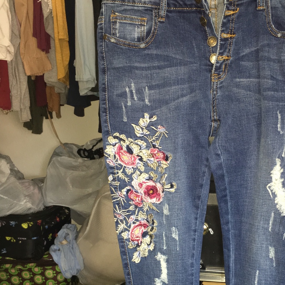 Flower Pattern Jeans