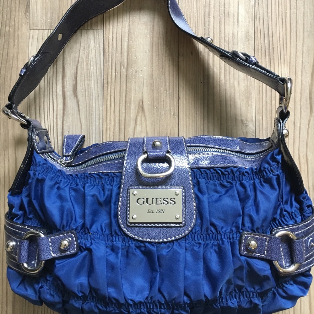 Guess Blue Shoulder Bag with Ruching