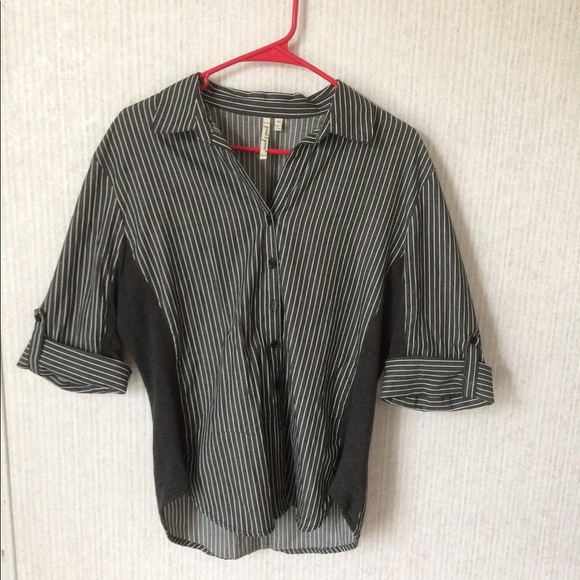 Grand and Greene black and gray button down top - Picture 1 of 6