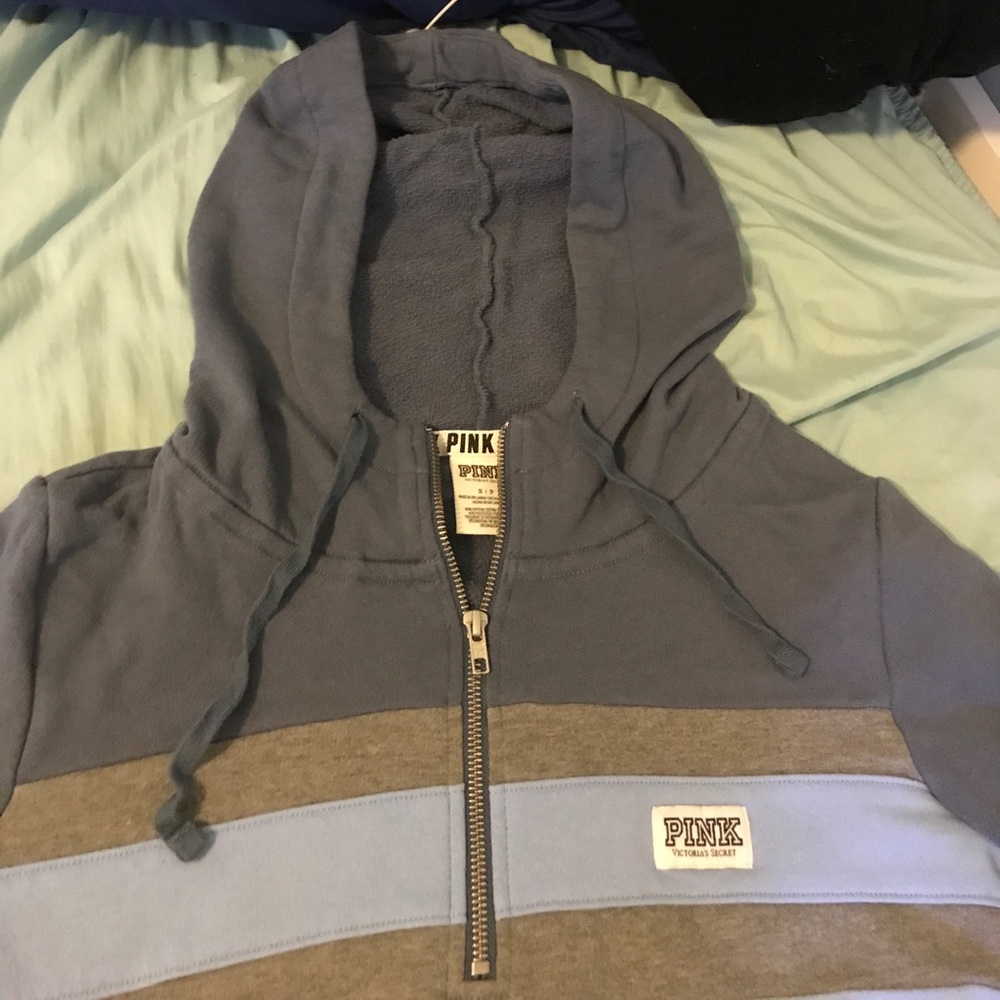 VS PINK LONG SLEEVE 3/4 ZIP HOODIE