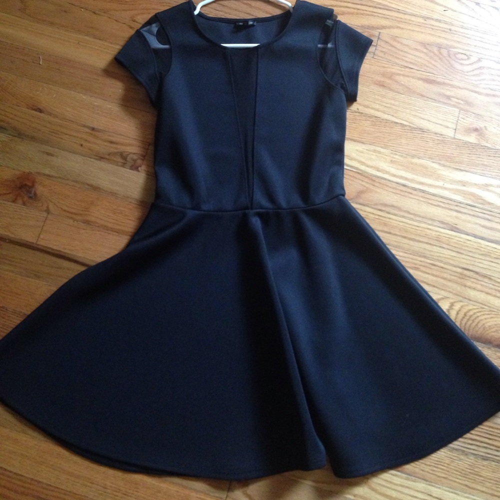 River Island Black Skater Mesh Cocktail Dress