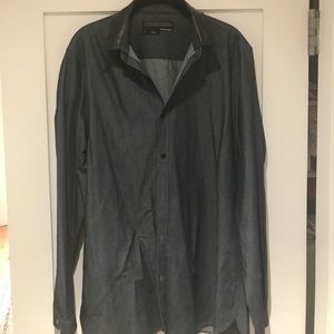 Kooples Denim Color Shirt with Leather Collar