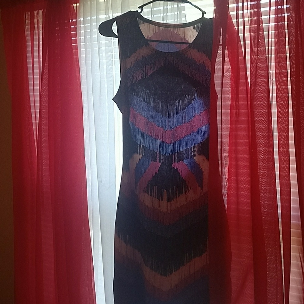 Women's back less Bodycon dress multi shingles