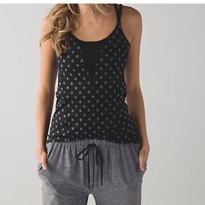 Lululemon Exquisite Tank, black and grey poka dot