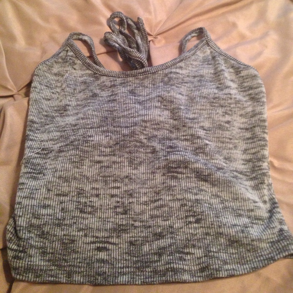 Grayish black lace in the back crop top