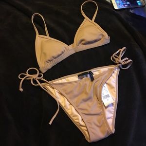 Nude ribbed bikini xs new