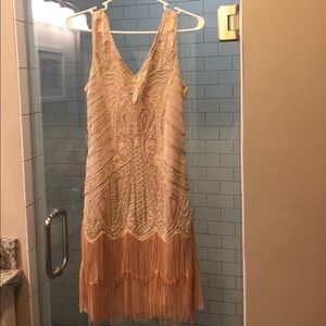 Champagne and pink flapper dress