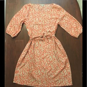 Women's work casual coral tan shift dress