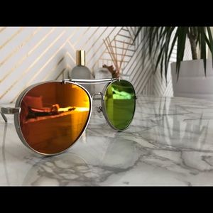 Red Reflective Aviator Sunglasses