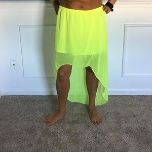 EXPRESS NEON YELLOW HIGH LOW SKIRT