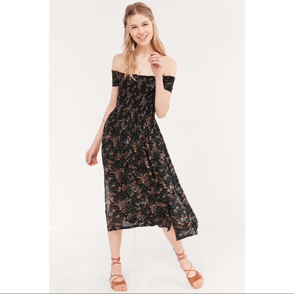 UO Kimchi Blue Off the Shoulder Midi Jersey Dress