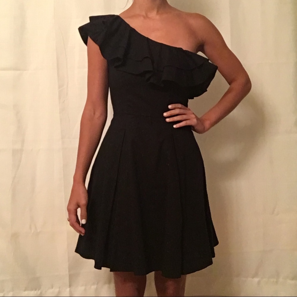 ABS by Allen Schwartz one shoulder ruffle dress