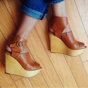 San Edelman Leather Platform Wedges 6.