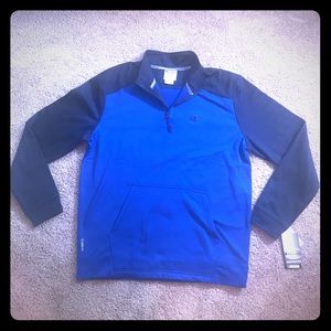 Men's Navy and Blue; half zip pull over; Large